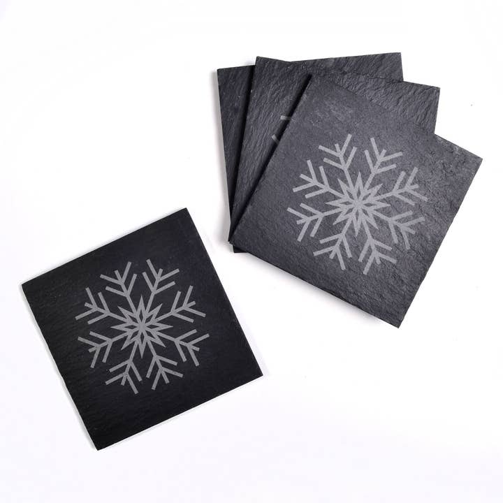 The House nameplate company - Wholesale Onderzetters - 4 kerstonderzetters, vierkant van 10 cm, gemaakt van gescheurd leisteen1