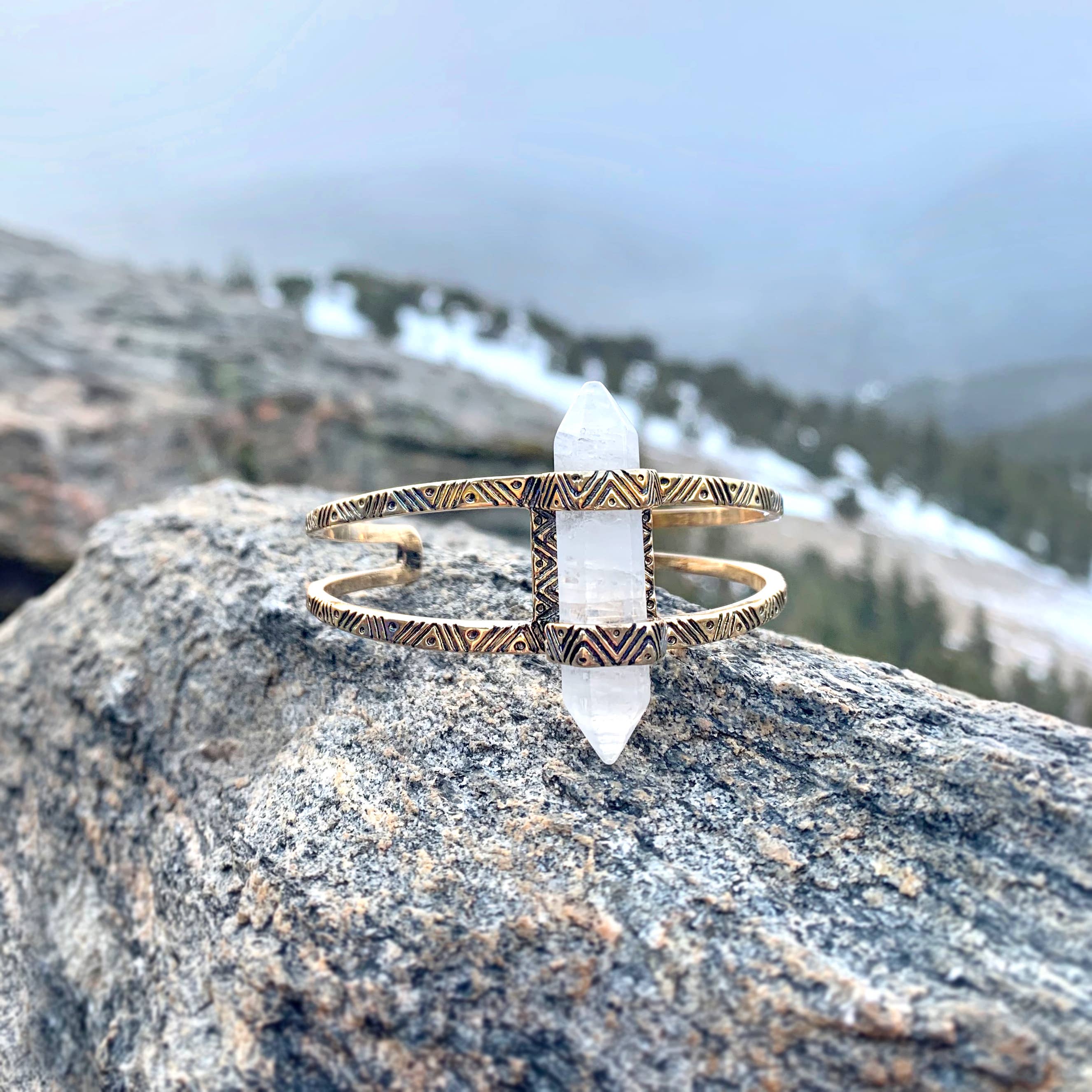 Hiouchi Jewels | Rose & Bolt Grateful Dead Jewelry - Wholesale Cuff Bracelet - Crystal Cuff Bracelet | Gold / Quartz4