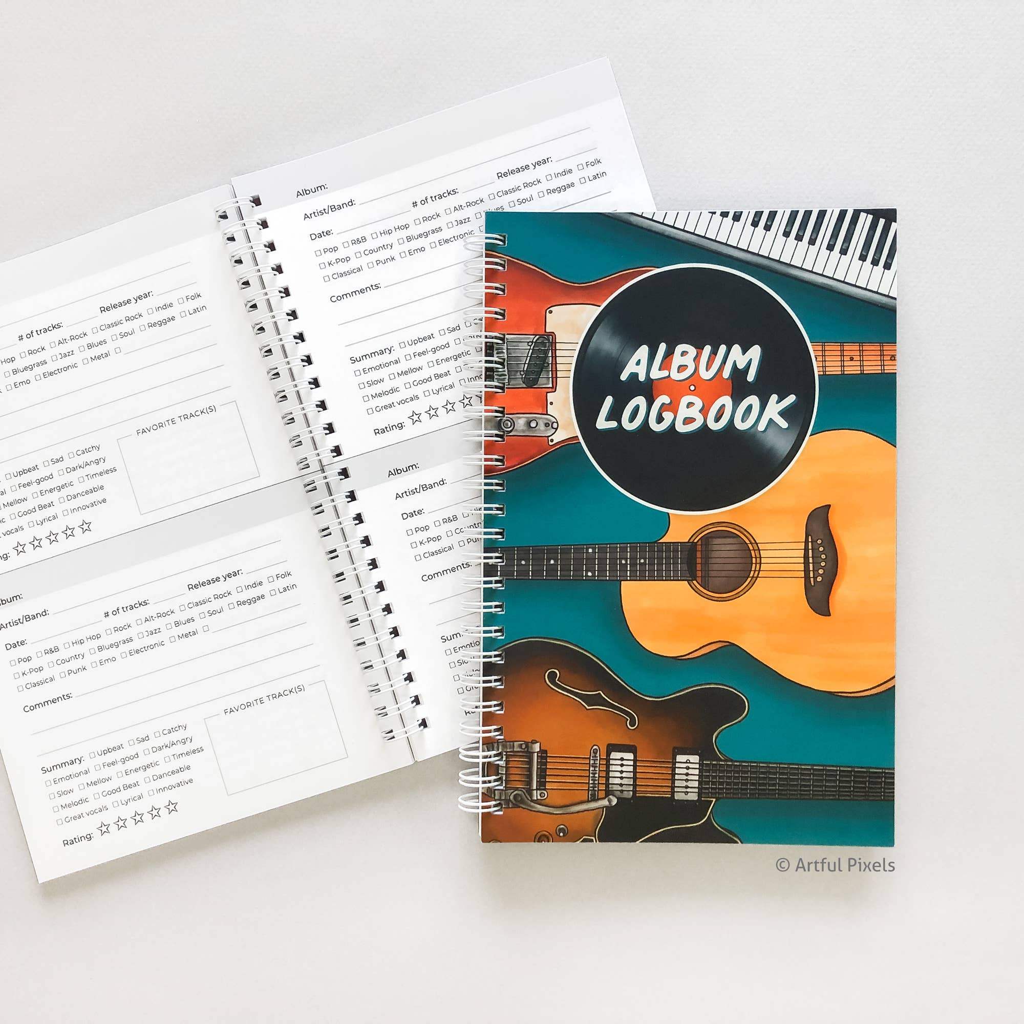 Artful Pixels - Wholesale Journal/Diary - Music Album Logbook | Journal for Music Lovers6