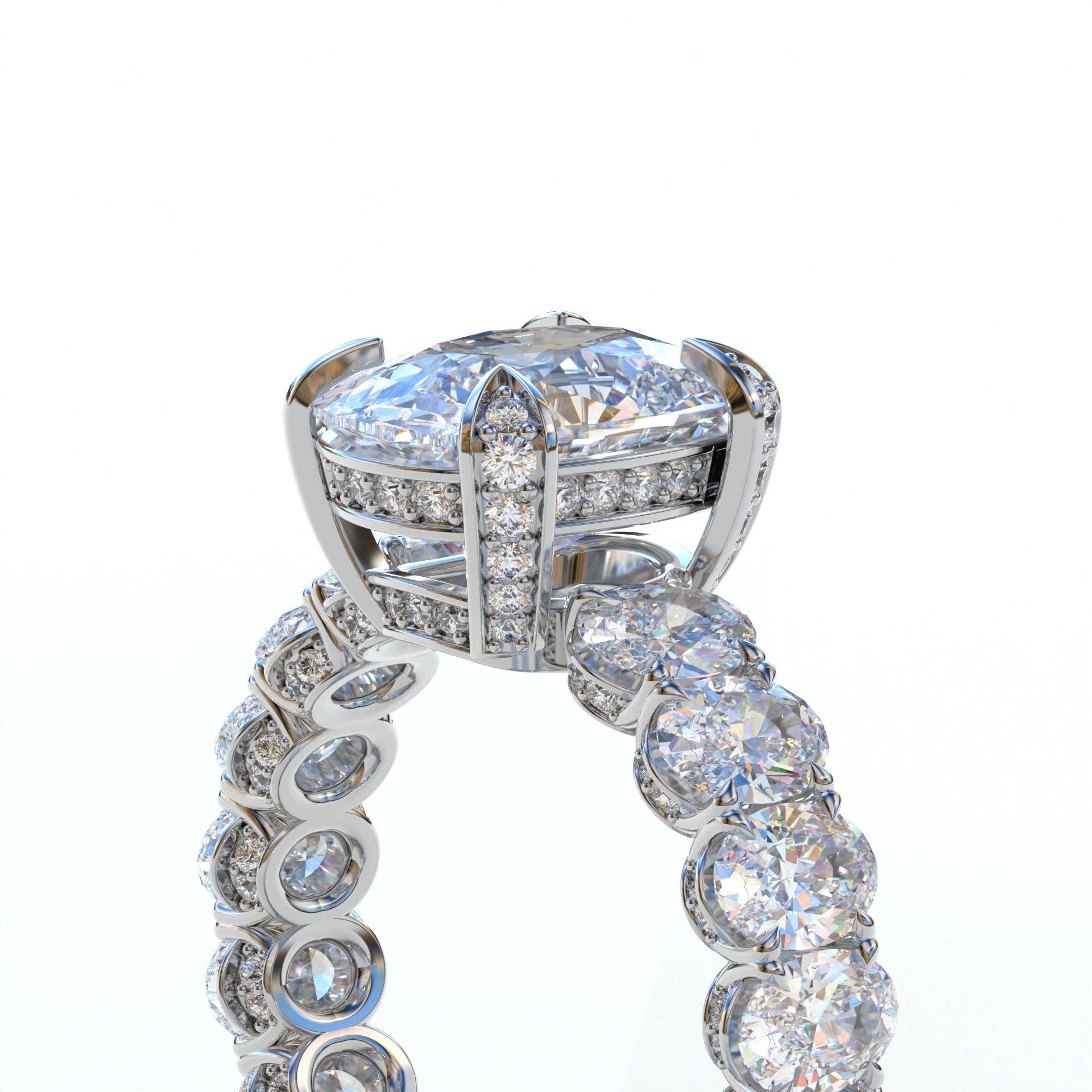 Mohana Jewels - Luxury – Anel de noivado por atacado – Anel de Diamante de Laboratório de 2 Quilates E VVS Corte Oval Eternidade Completa - Enigma3