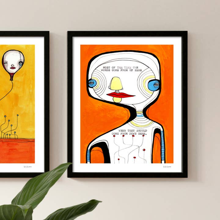 Keemo Gallery - Wholesale Art Print - Poem Heart Unique Modern Art Print Abstract Type Kind Words1