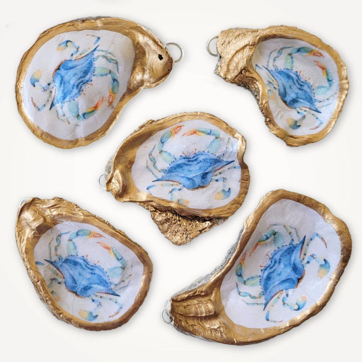 Beatrixbell Handcrafted - Wholesale Ornament - Blue Crab Ornament | Oyster Shell Coastal Christmas Decor1