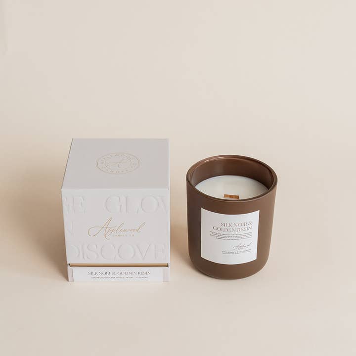 Applewood Candle Co - Wholesale Jar/Filled Candle - Silk Noir & Golden Resin0