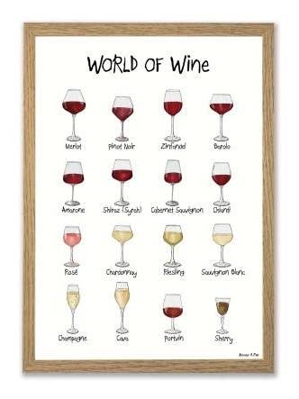 World of Wine A4 affisch för wholesale av Mouse and Pen Illustration ApS