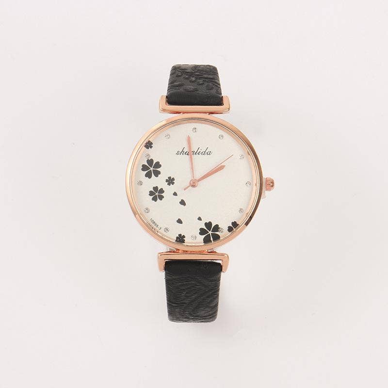 WoodWristCo - Vente Montre – femme - Montre femme classique rétro à bracelet en cuir1