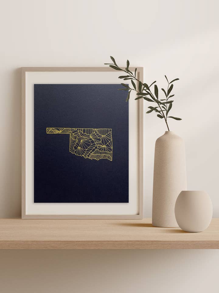 Oklahoma map | screenprint for wholesale by Suz Bax Art