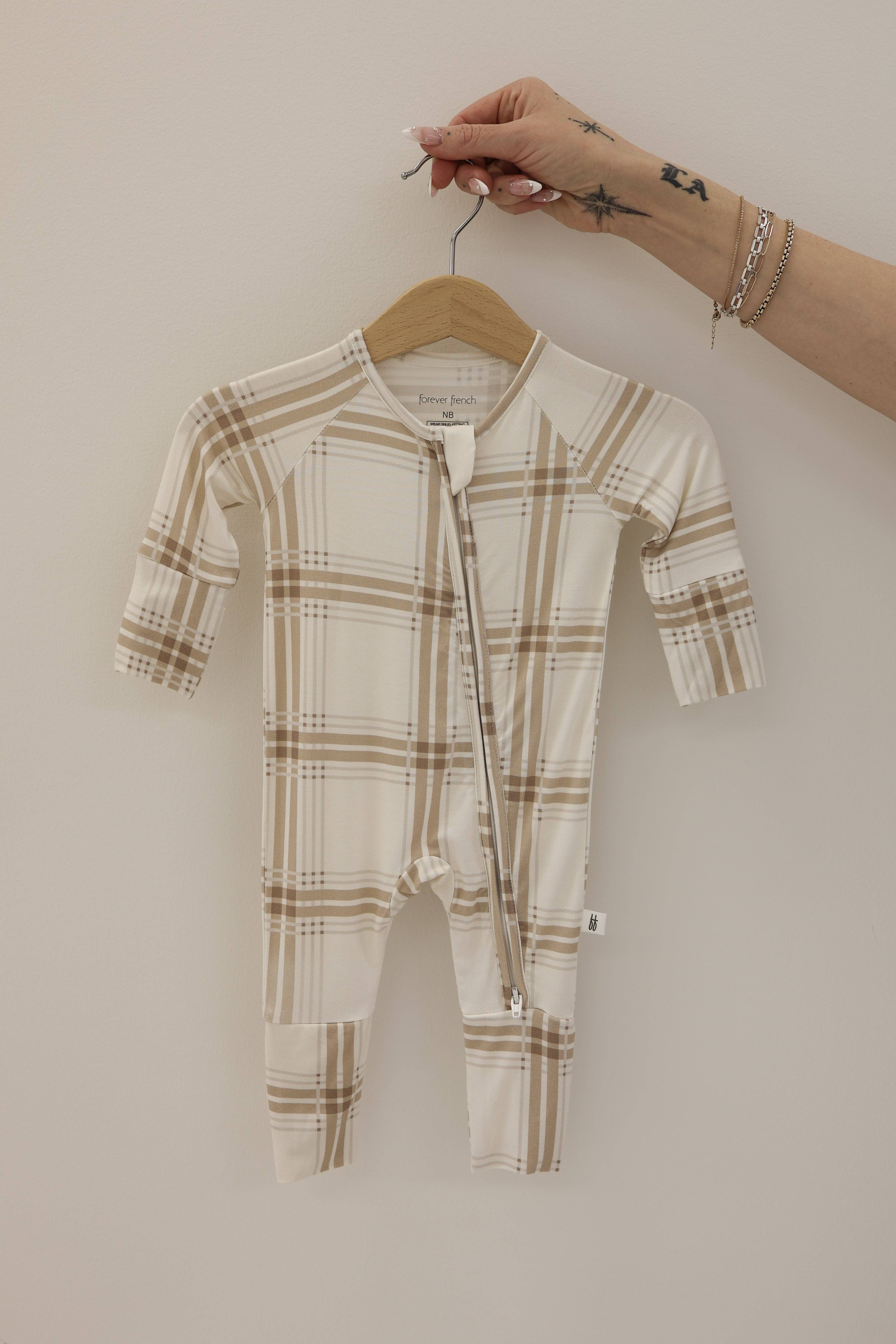 Forever French Baby - Wholesale Sleepsuit - Baby - Bamboo Zip Pajamas | Ellis Plaid3