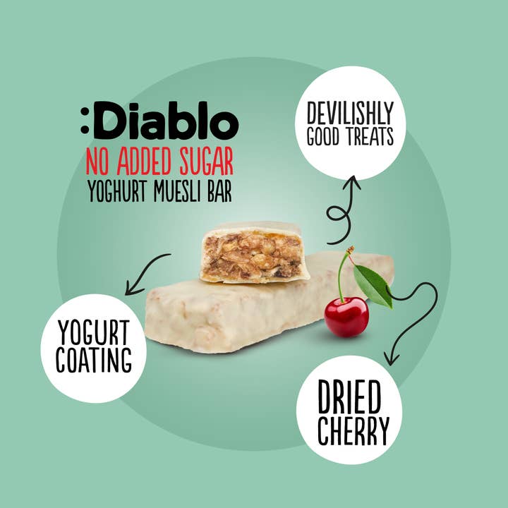 Diablo Sugar Free - Wholesale Snack Bar - :Diablo Yoghurt Cherry Muesli Bar 30g
