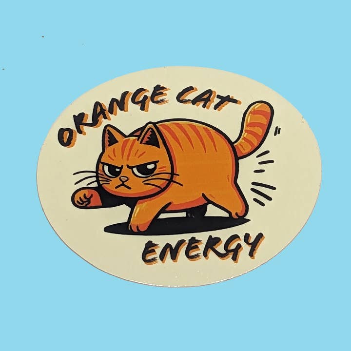 Orangefarbener Katzen-Energieaufkleber für den Großhandel von Unpossible Cuts