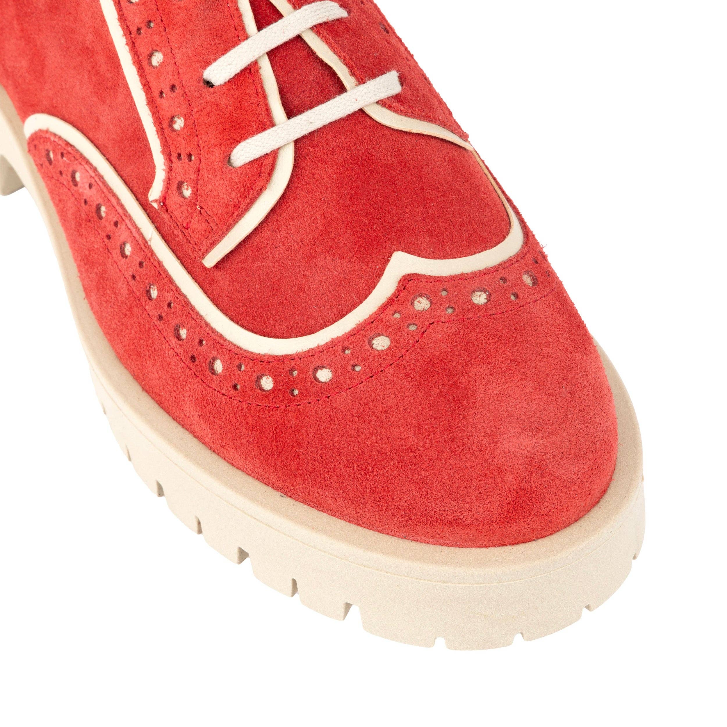 Embassy London – wholesale Brogue shoes – Women's – Artisan - Red & Cream - Women's leather lace-up shoe with brogue detailing7