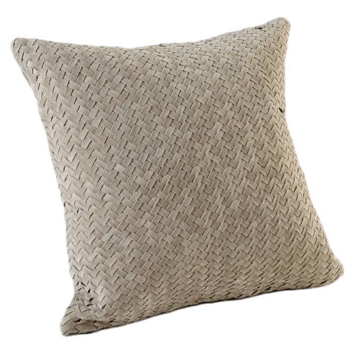 Pillow Leather Suede Woven Cream 20" X 20" *Cover Only* for wholesale by Luzia Leather Home Collection