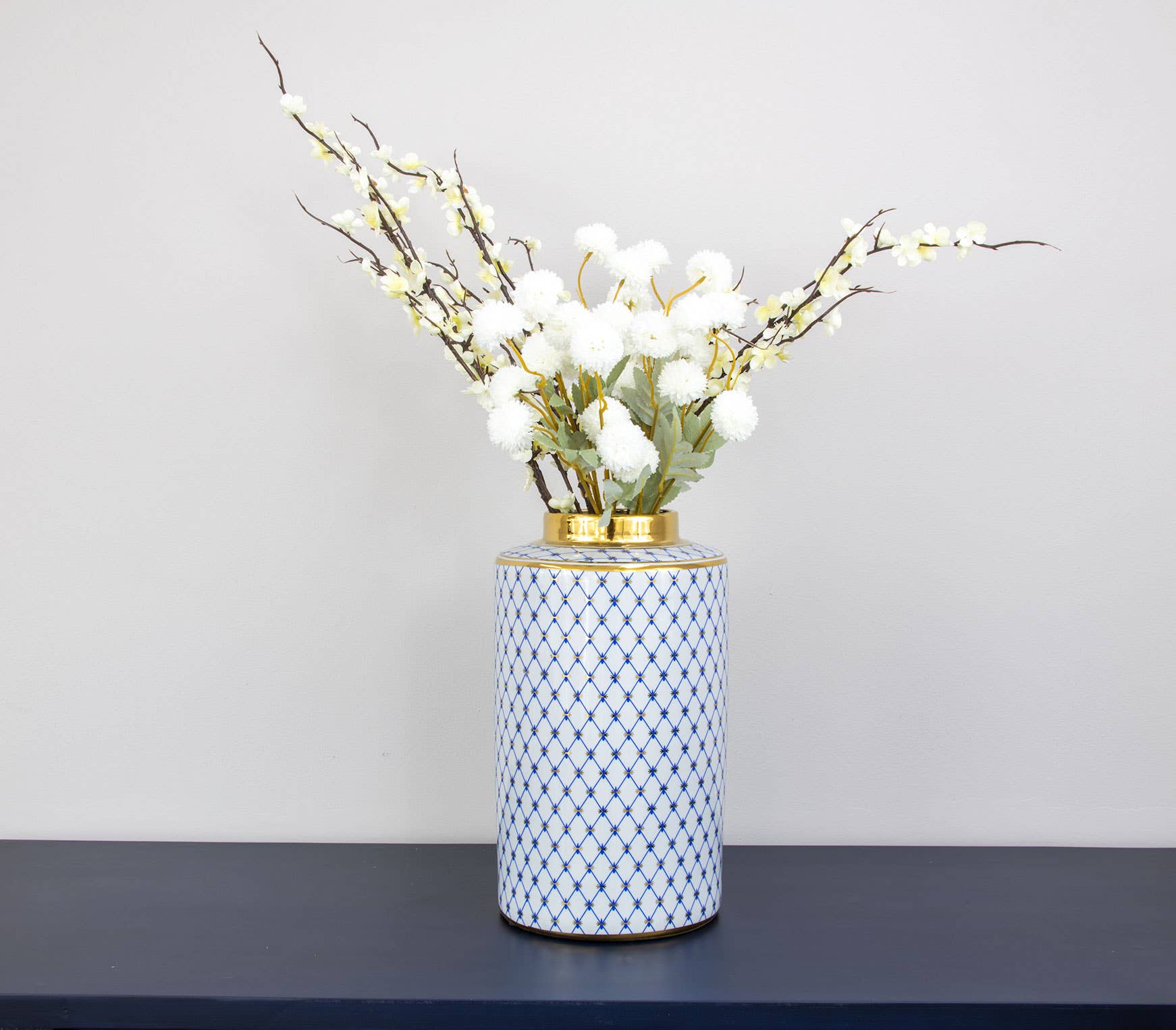 Lillian Home - Wholesale Urn - Blue Gold Striped Urn3