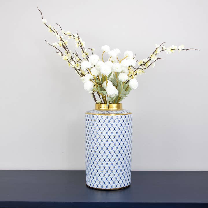 Lillian Home - Wholesale Urn - Blue Gold Striped Urn3