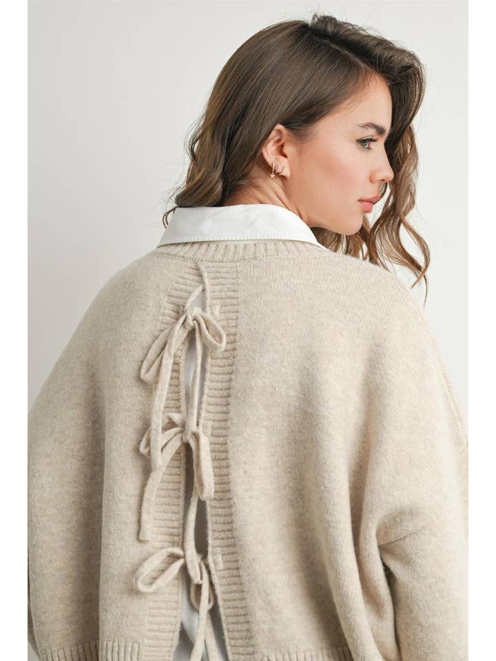 Peace Love Line - Wholesale Knit Sweater - Women's - PL8848 - SOLID TIE BACK SWEATER TOP1