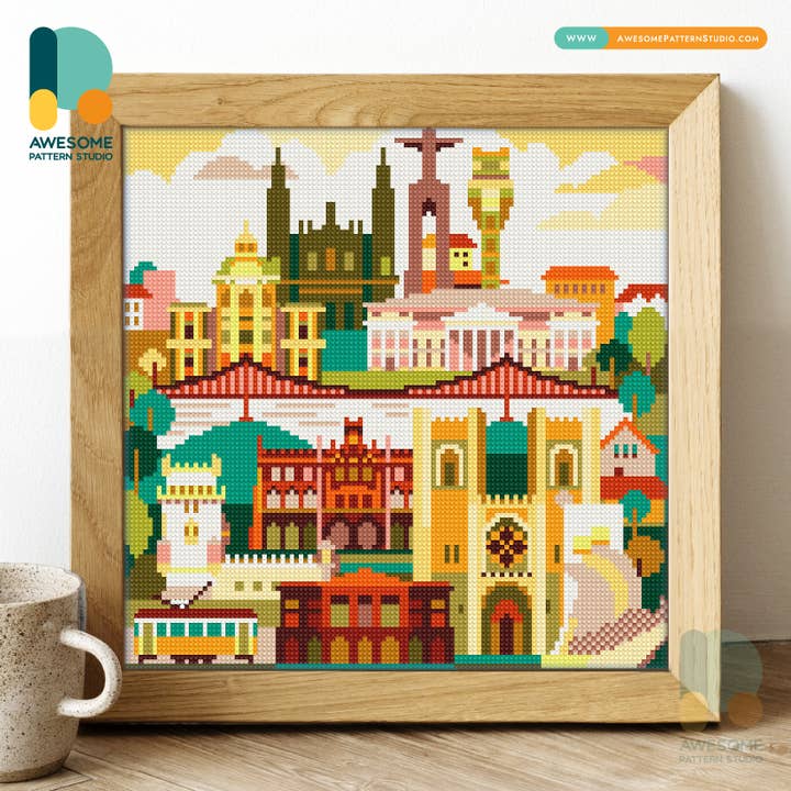 DS628-120x120 Lisbon Portugal, Diamond Painting Kit for wholesale by Awesome Pattern Studio
