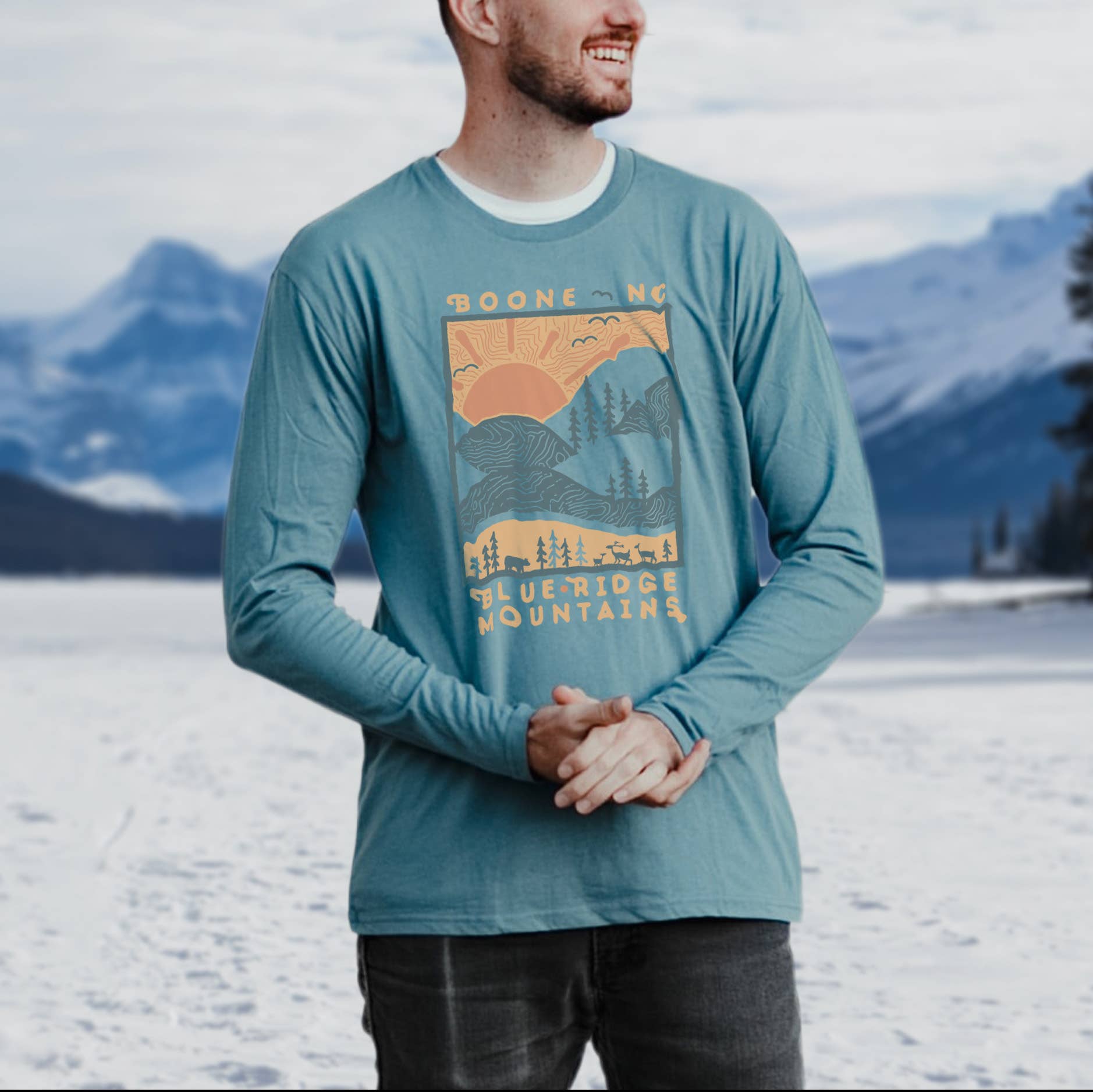 Nature Bound Co – Engroshandel T-shirt med print - Unisex – Day Ridge langærmet skjorte1
