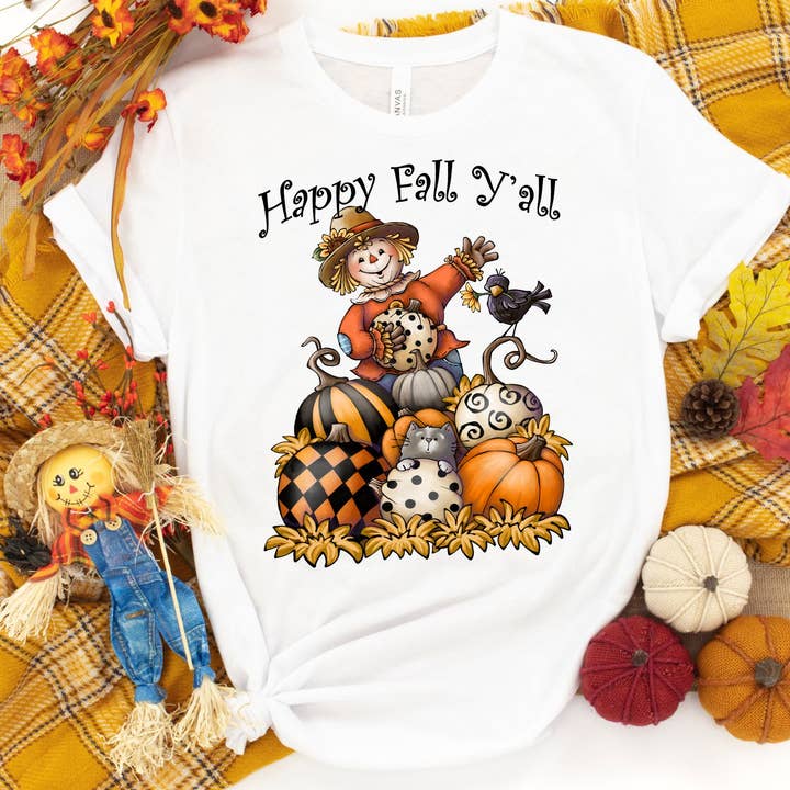 Happy Fall Y'all Fågelskrämma Skjorta - Höstskjorta för wholesale av The Shirt Company