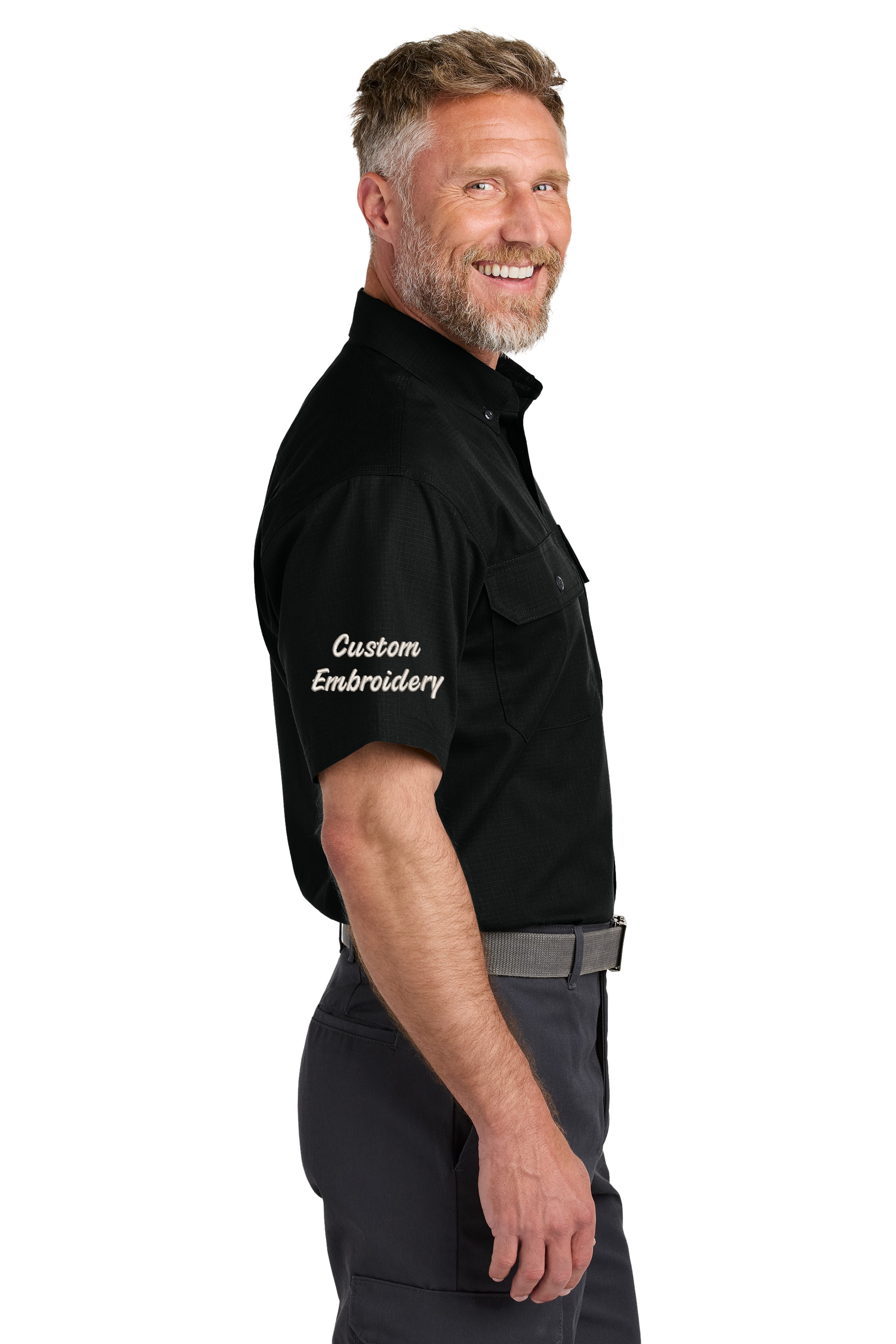 One Nine - Wholesale Button Down Shirt - Men's - Custom Embroidery Logo Short Sleeve Select Ripstop Shirt1