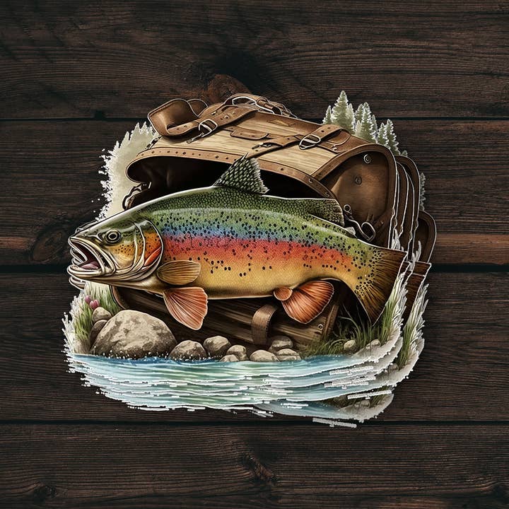 Fishing Sticker | Rainbow Trout Design | Vinyl Decal for wholesale by PiggyPrintStickers