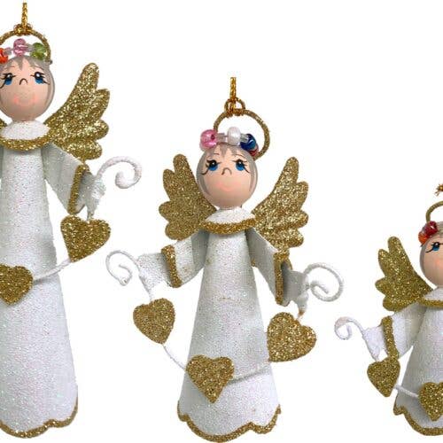 Angel set in white and gold for wholesale by Santa and friends