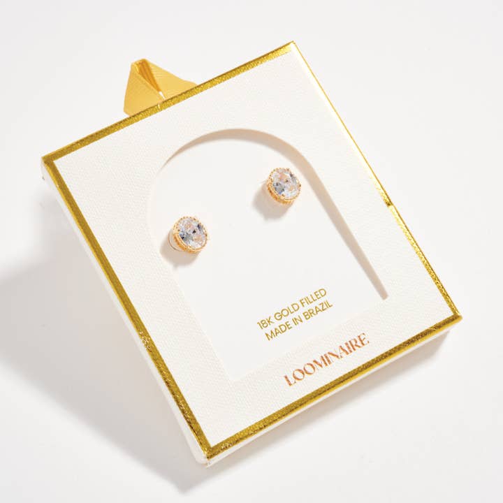 GD Gold Filled Oval CZ Stud Earrings for wholesale on Faire4