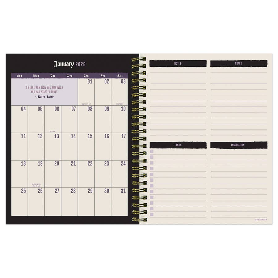 TF Publishing - Paper Goods - Wholesale Planner - 2026 Skulls & Spells Medium Weekly Monthly Planner3
