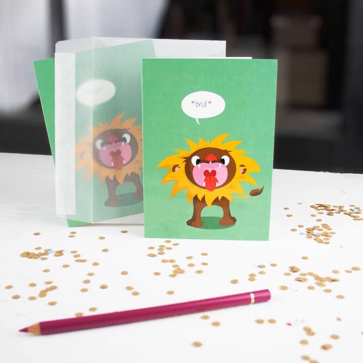 Carte de vœux "Lion" pour la naissance pour la vente par Printe