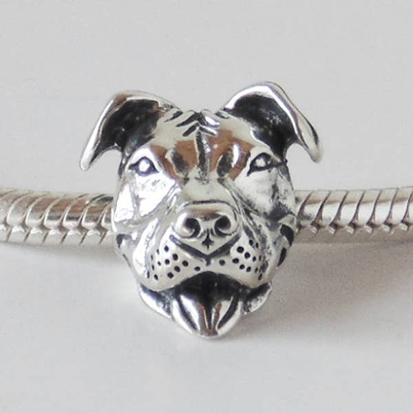 Dog Park Publishing - Wholesale Individual Charm/Pendant - Euro-Style Sterling Silver Smiling Pit Bull Charm5