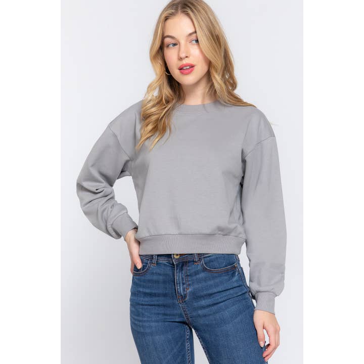 LONG SLV ROUND NECK CROP SWEATSHIRT for wholesale by Apolline