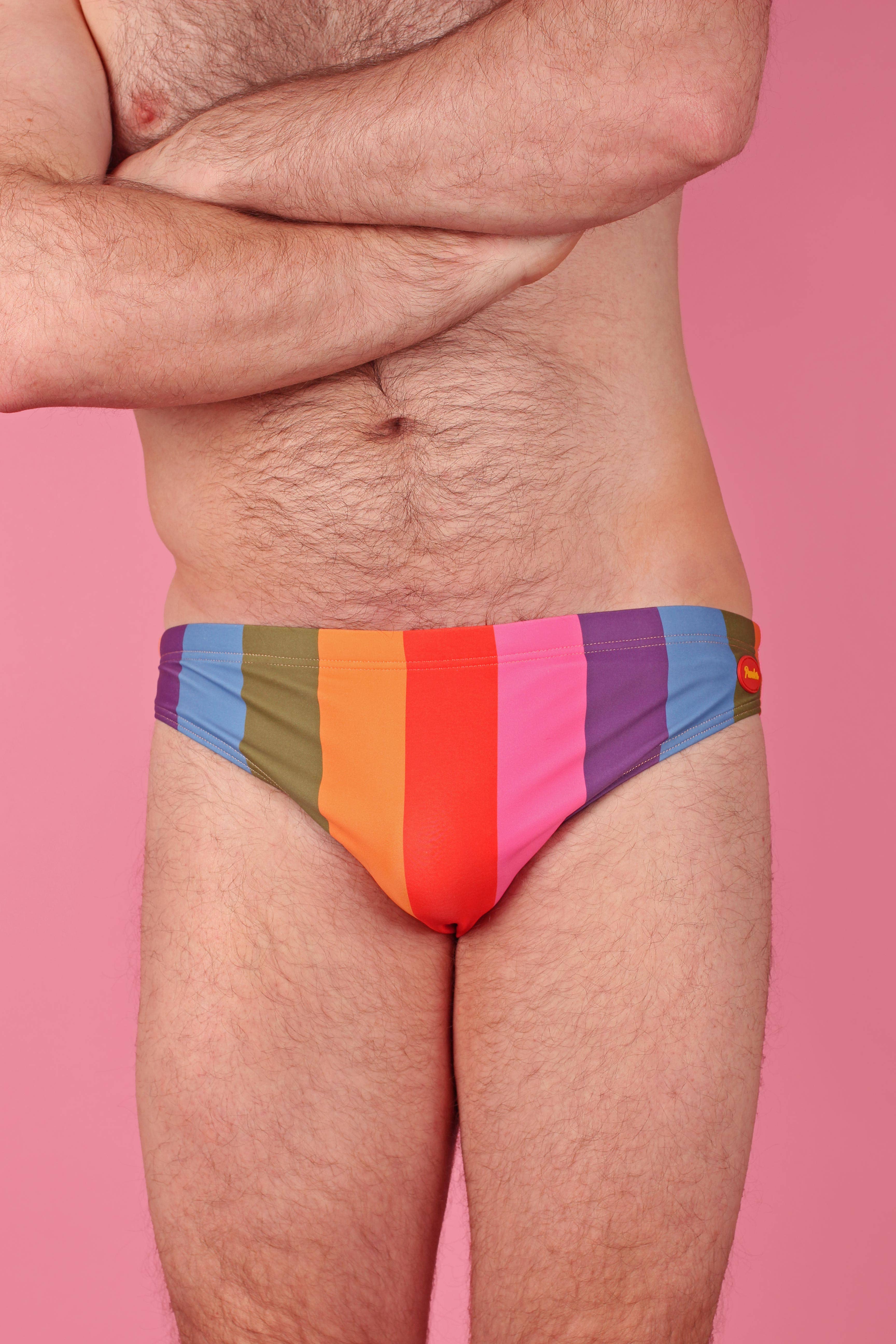 Pander - Wholesale Swim Bottoms - Men's - Pastel Rainbow Stripe Swim Brief4