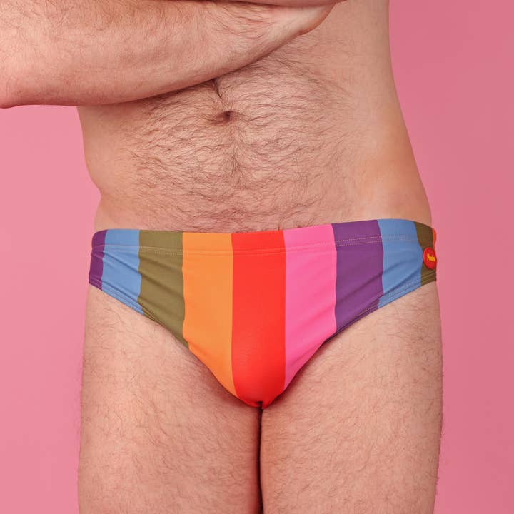 Pander - Wholesale Swim Bottoms - Men's - Pastel Rainbow Stripe Swim Brief4