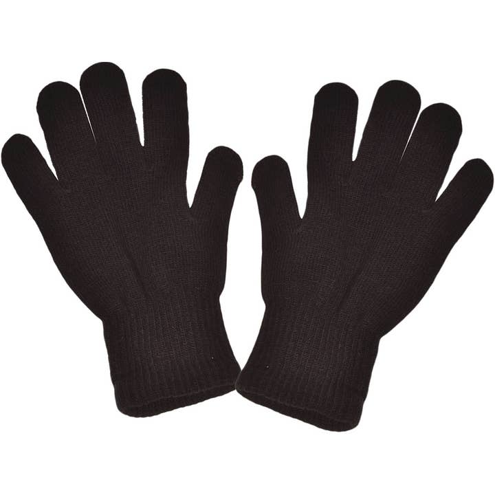 Paquete de 12 piezas: guantes mágicos tejidos para invierno al por mayor (negros) para venta al por mayor de Buck Wholesale