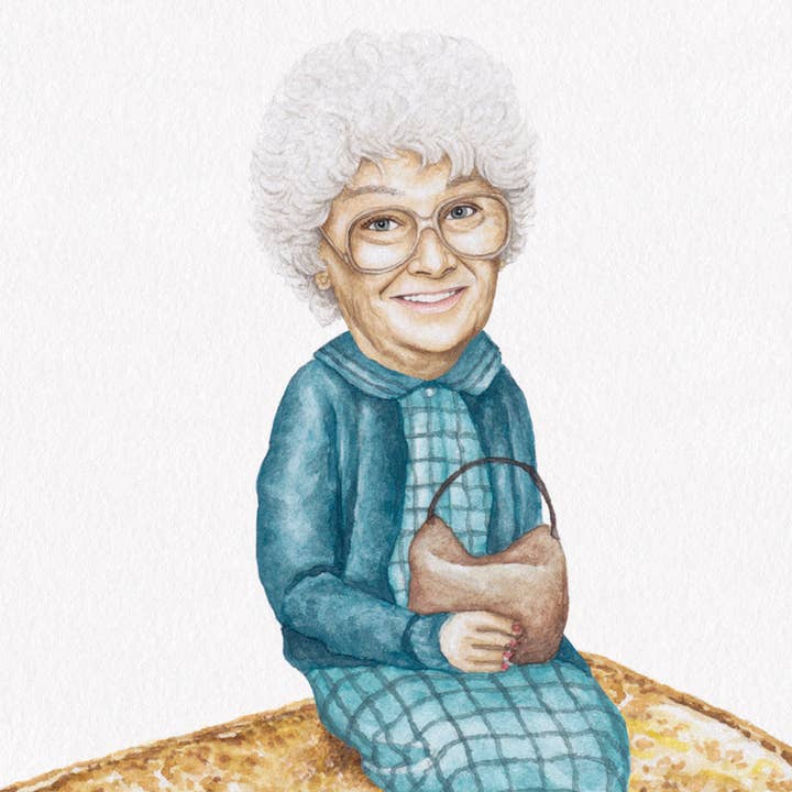 Celebs on Sandwiches – Impressão artística por atacado – Estelle Getty - Golden Girls - Impressão em aguarela1