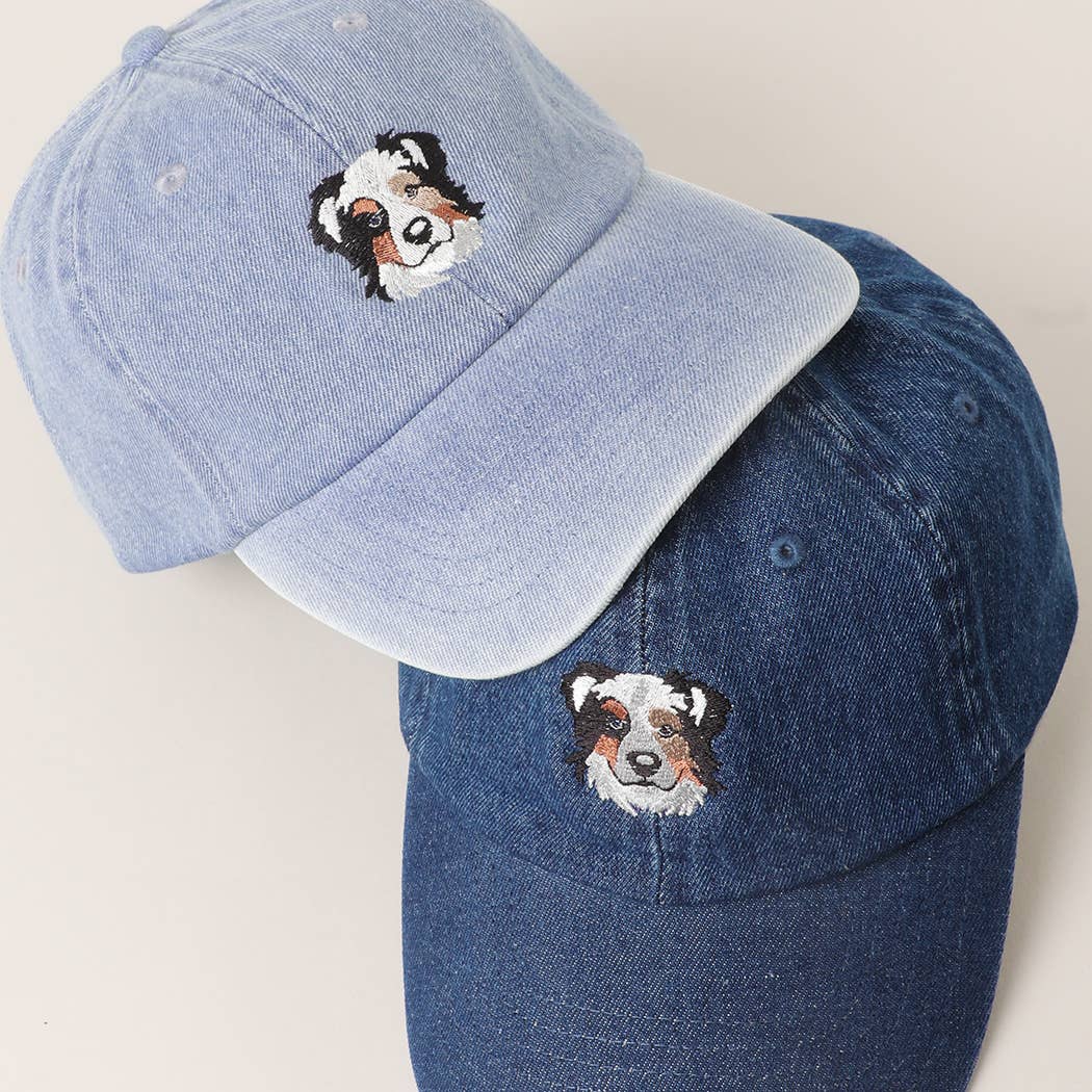 Fashion City - Wholesale Baseball Cap - Women's - Australian Shepherd Embroidered Denim Baseball Cap2