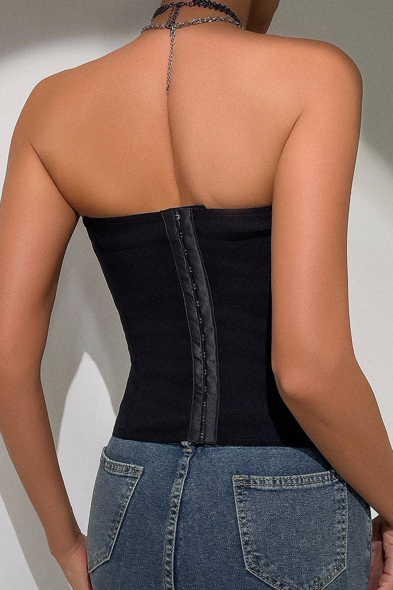Mccolin - Wholesale Corset - Women's - Chic Tie-Front Corset Top7