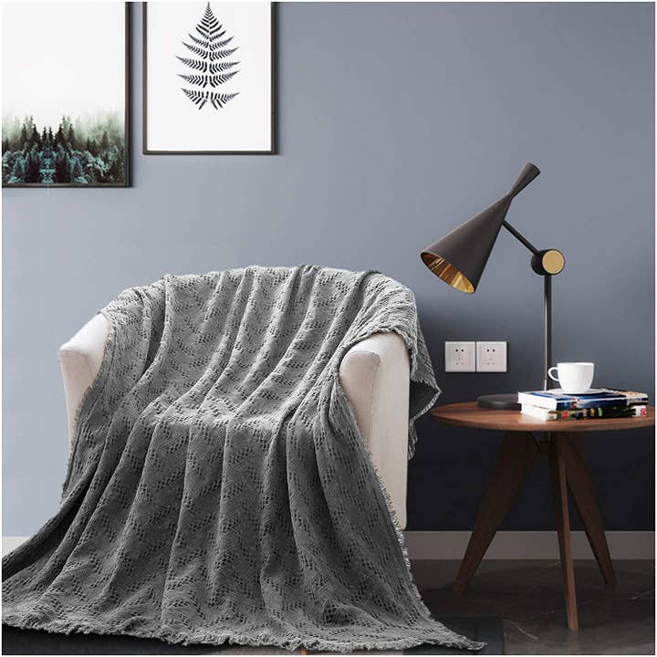 VIAI Beauty - Wholesale Throw Blanket - Kasentex 100% Cotton Soft Knitted Throw Blanket, Room Decor, Graduation Gifts, Fathers Day Gift, Mom Gift