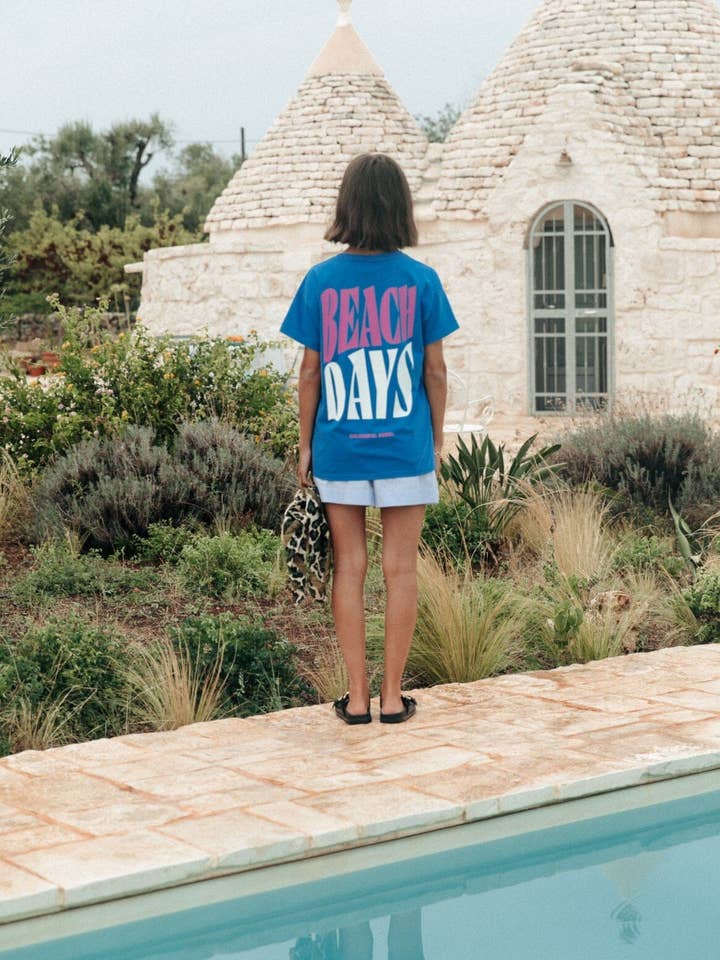 Beach Days Boxy Tee | Med. Denim Blue for wholesale on Faire0
