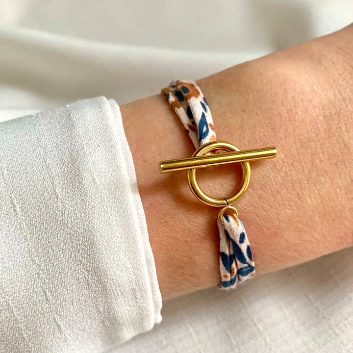 Lyneor Bijoux - Vendita all'ingrosso Bracciale in tessuto/intrecciato - Bracciale Liberty con chiusura a T in acciaio inox oro4