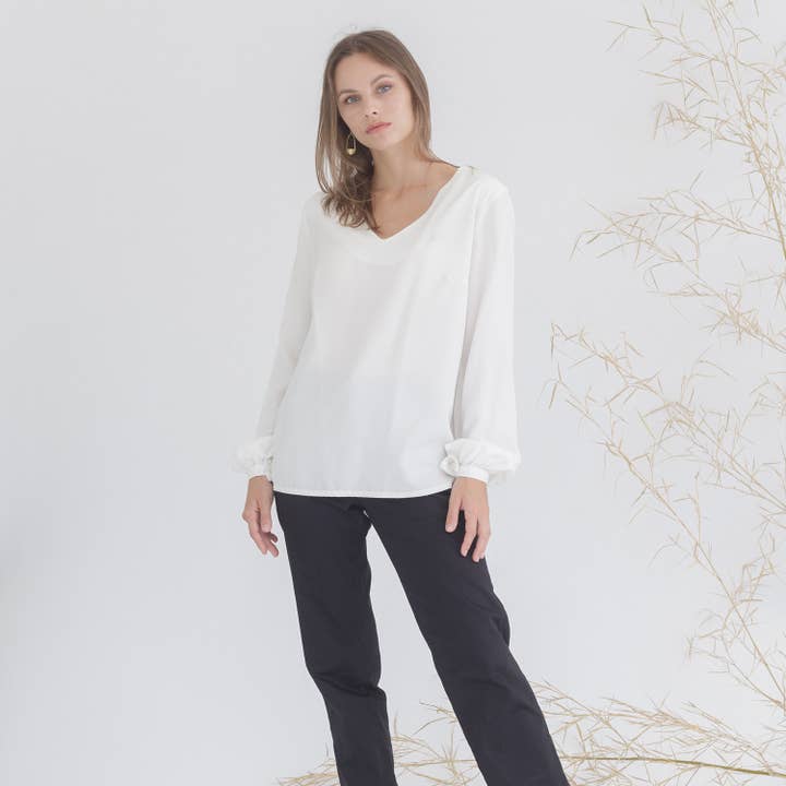 Helada Tencel Blouse, White for wholesale by Miu Sutin