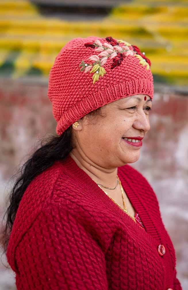 Ganesh Himal Trading - Wholesale Beanie - Women's - Cotton Knit Hat w/Flower Embroidery, fleece lined2