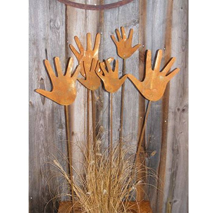 Lot de 6 bouchons de jardin Funny Hands | Décoration de jardin Edelrost pour la vente par Rostikal