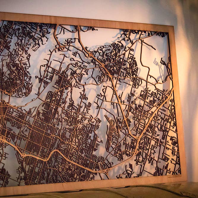 One Man One Garage - Wholesale Wall Accent - City Maps, Large 24x36" Perfect Housewarming Gift! Wooden Street Cutouts7