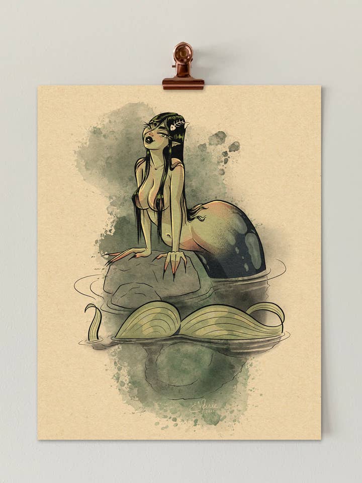 Rusalka Pinup 8x10 Art Print | folklore | fantasy | mermaid for wholesale by Elissa Marie Creative
