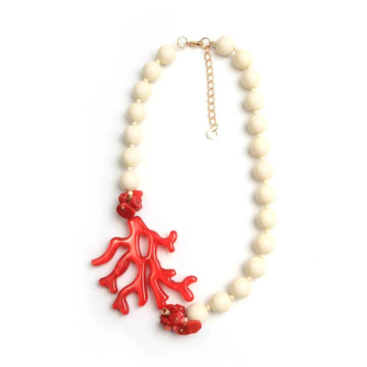 Vivid Coral Statement Necklace for wholesale by Miss Minna