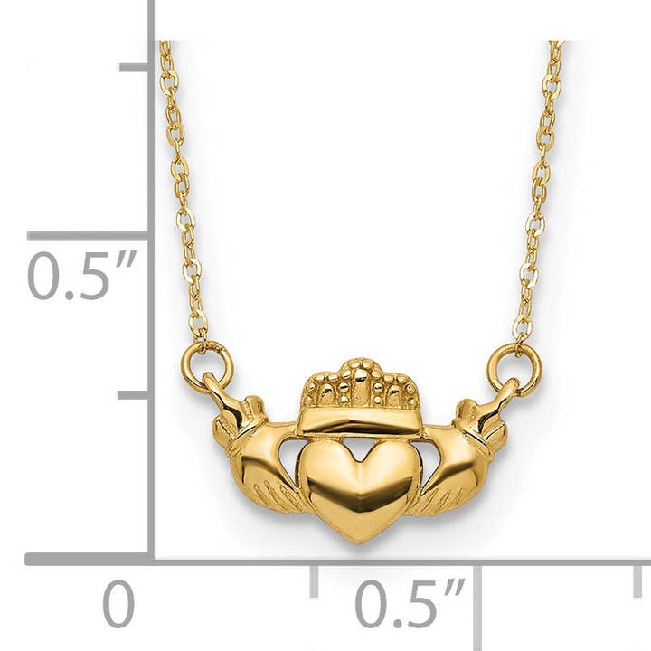 FCJ Jewelry LLC - Wholesale Pendant/Charm Necklace - 14k Yellow Gold Irish Themed Pendant Claddagh Necklace2
