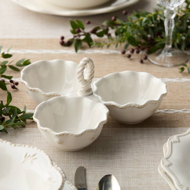 Certified International - Wholesale Serving Tray - Heritage Condiment Server – 3-Section with Artisan Handle3