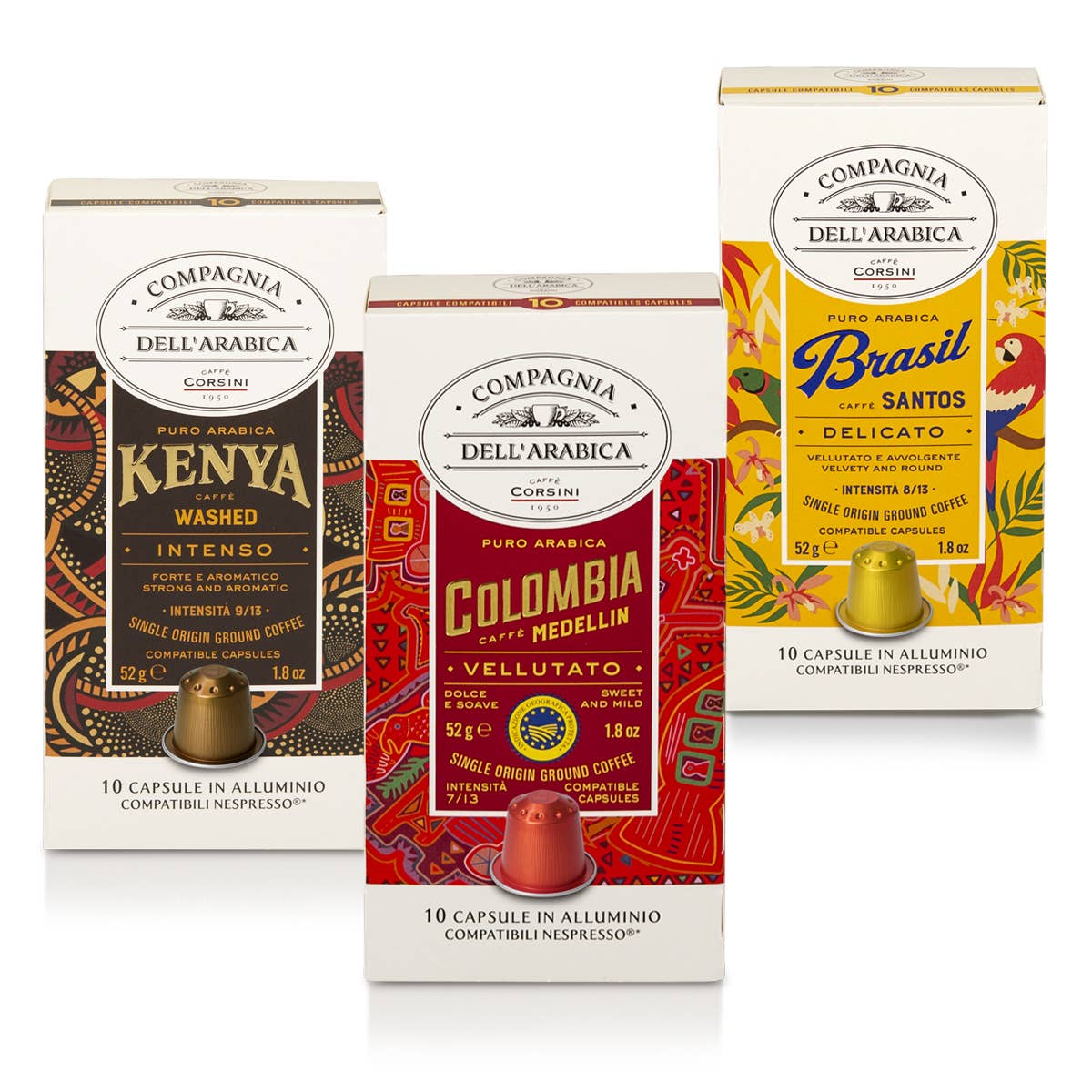 Caffè Corsini – Cápsulas de café por atacado – Cápsulas de café compatíveis com Nespresso®| Colômbia, Brasil, Quénia0