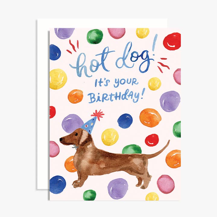 The Scribblist - Wholesale Birthday Card - Hot Dog It's Your Birthday Watercolor Greeting Card