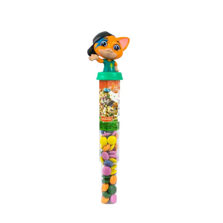 Candycat – Großhandel Süßigkeiten mit Schokoglasur – BIP - Spielzeug Süßigkeiten Stick - Lizenz Mix - 12x50g