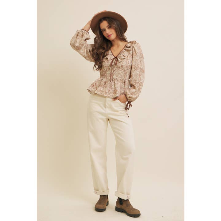 in february - Wholesale Blouse - Women's - TOILE PRINTED BABYDOLL BLOUSE WITH BALLOON SLEEVES21